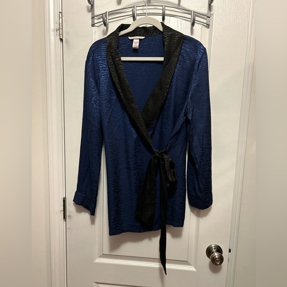 VICTORIA’S SECRET kimono robe black and blue zebra print women’s M/L women’s - Picture 1 of 13